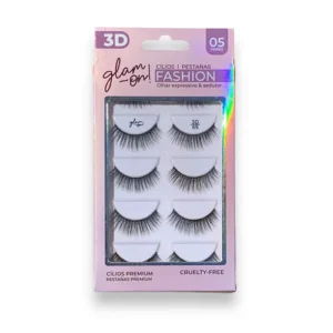 PESTAÑA POSTIZA FASHION 3D #65 GLAM ON 5 PARES