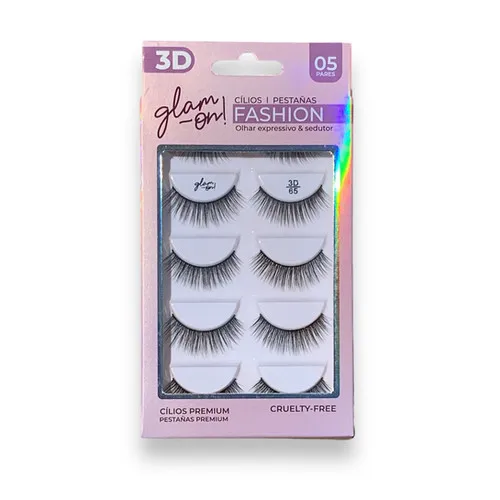 PESTAÑA POSTIZA FASHION 3D #65 GLAM ON 5 PARES