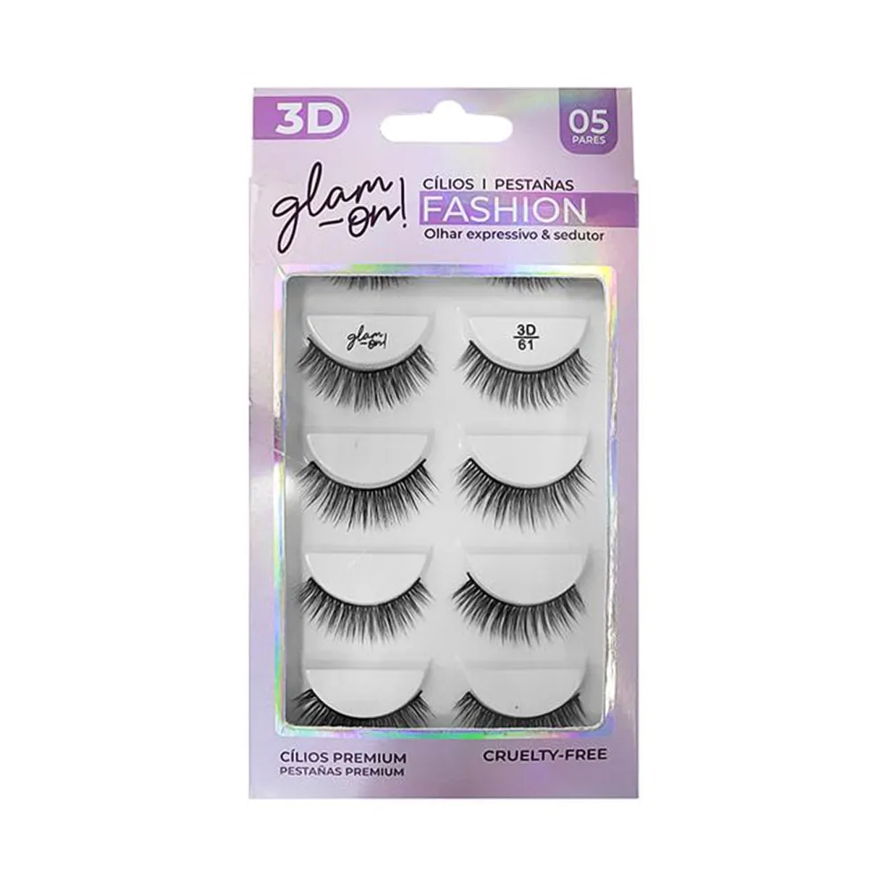 PESTAÑA POSTIZA FASHION 3D #61 GLAM ON 5 PARES
